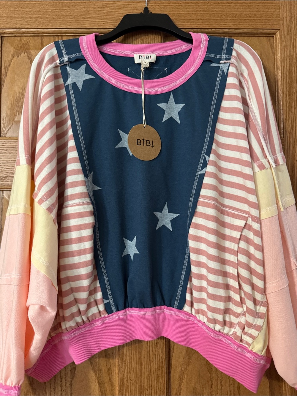 BIBBI Pullover mixed material, exposed seams, oversized new small SHARP